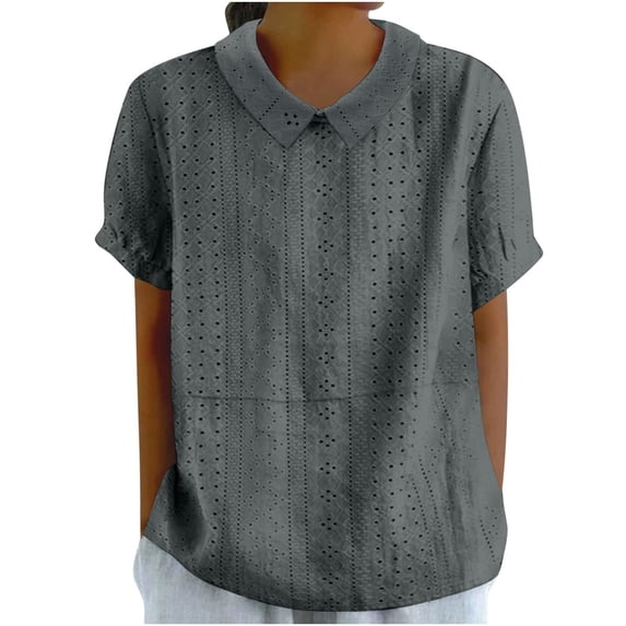 T Shirts For Women Womens Tops Summer Solid Round Neck Breathable Comfortable Loose Casual Short Sleeved Top