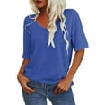 thumbnail image 1 of T Shirts For Women Womens Tops T Shirt V Neck Half Sleeve Loose Shirt Casual Solid Color Basic Top, 1 of 4