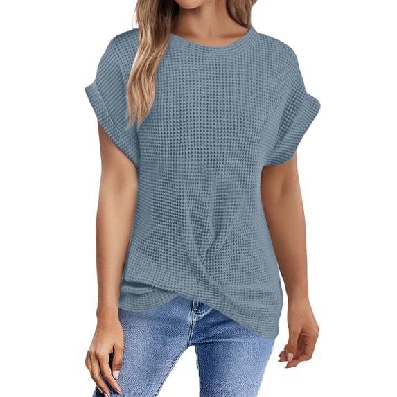 T Shirts For Women Womens Tops T Shirts Solid Batwing Sleeve Wrap Tee Casual Tshirt Trendy Tee Tops