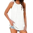 thumbnail image 1 of T Shirts For Women Womens Tops Tank Top For Loose Fit High Neck Sleeveless Halter Tops Casual Pleated Eyelet Summer Flowy Shirts Blouse, 1 of 6