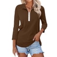 thumbnail image 1 of T Shirts For Women Womens Tops V Neck 3/4 Sleeve Tops Quarter Zip Collared Shirts Shirts Summer Tees, 1 of 3