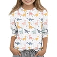 thumbnail image 1 of T Shirts Kids Girls Funny Graphic Crewneck 3/4 Sleeve Teenage Girls Tshirts Summer Comfy Cute Cartoon Casual Jogging Athletic Tops 8-9 Years Multicolor, 1 of 5