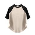 thumbnail image 1 of T Shirts Kids Girls Short Sleeve Summer Crewneck Tshirts Teenage Girls Trendy Cute Casual Jogging Athletic School Children Tunic Tops Age 3-14 Years Beige 5-6 Years, 1 of 3