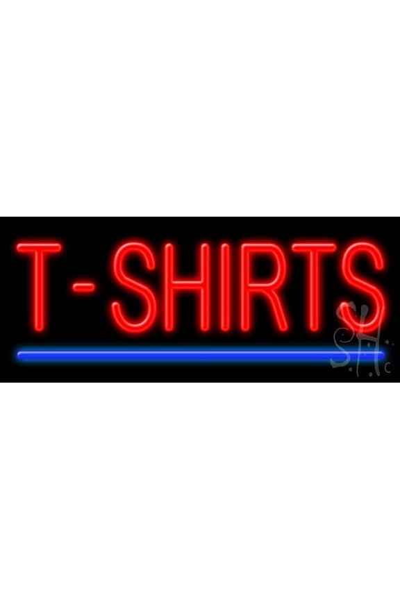 T Shirts LED Neon Sign 6" Tall x 15" Wide - inches, Black Square Cut Acrylic Backing, with Dimmer - Bright and Premium built indoor LED Neon Sign for Storefront.