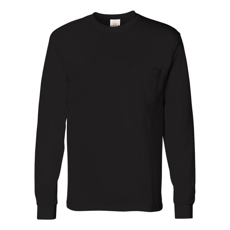 T Shirts Long Sleeve Tagless Long Sleeve T Shirt with a Pocket
