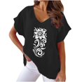 thumbnail image 1 of T-Shirts Loose V Neck My Orders Placed Recently By Me Women Fashion Tops Summer Frilly Summer Shirts for Island Vacation, 1 of 6