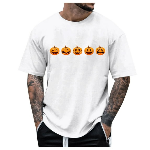 T Shirts for Man Scary Carved Pumpkin Face Coffee T Shirt Shirt Pack Men Tall Shirts for Men Speed Turtle Neck Sports Man Dry Blend Mens Size Medium Mens White S