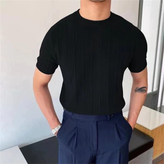 T Shirts For Men Cotton Lightweight Fashion Solid Color Loose Crew Neck Tops T Shirt Casual Style Spring Summer Fall Basic Work Tee Vacation Clothes Black L