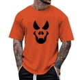 thumbnail image 1 of T Shirts for Men Graphic Halloween Casual Funny Face Printed Theme Short Sleeve Crew Neck Tops Comfortable Festival Loose Solid Color Summer Men Shirts Orange XXXL, 1 of 4