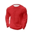 thumbnail image 1 of T-Shirts for Men, Men's Fashion Casual Loose Elastic Fitness Loungewear - Solid Color Waffle-Knit Long-Sleeve Round-Neck T-Shirt Top, Long-Sleeve Round-Neck Top/Shirt, Regular-Fit, Pajama To, 1 of 6