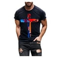 thumbnail image 1 of T Shirts for Men Men's Street Fashion Casual Print Round Neck Short Sleeve Mens Long Sleeve T Shirts Mens V Neck T Shirts Long Sleeve T Shirts Men on Sales Black S, 1 of 8