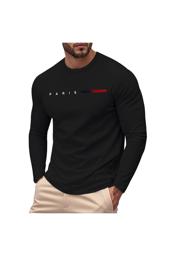 T Shirts for Men Oversized Funny Graphic Tees Mens Streetwear A New Men's Casual Fashionable And Breathable Large Sized Printed Long Sleeved T Shirt Base Layer