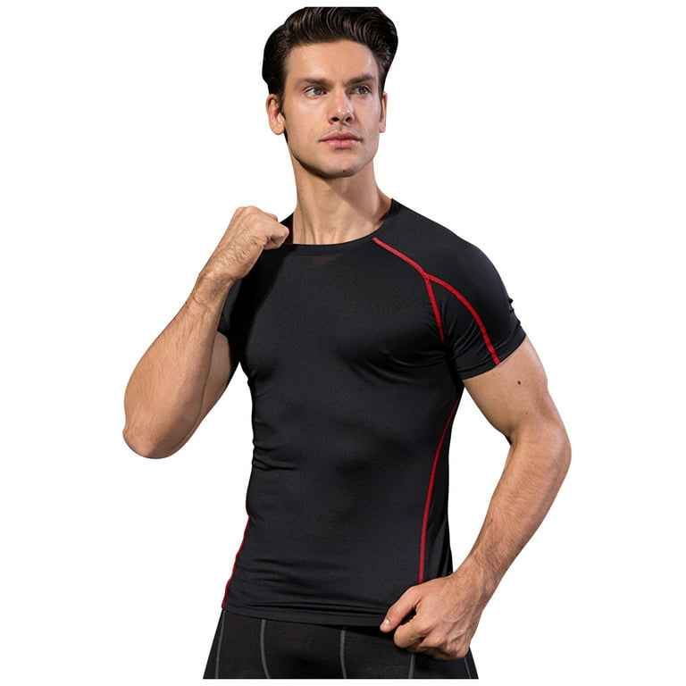 T Shirts for Men Pack Men's Tight-Fitting Fitness Sports Running Training  Short-Sleeved T-Shirt Shirts for Men T Shirts for Men Pack Shirts for Men  Clearance on Sales Red L 