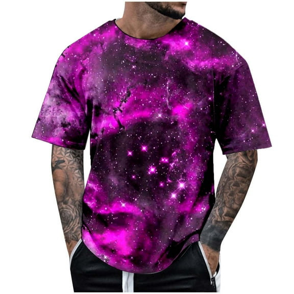T Shirts for Men Short Sleeve Tie Dye Beach Short Sleeve Shirts Quick Dry Crew Neck Short Sleeve Summer Shirts Snug Fit Casual Beach Basic Basic Tee,,L
