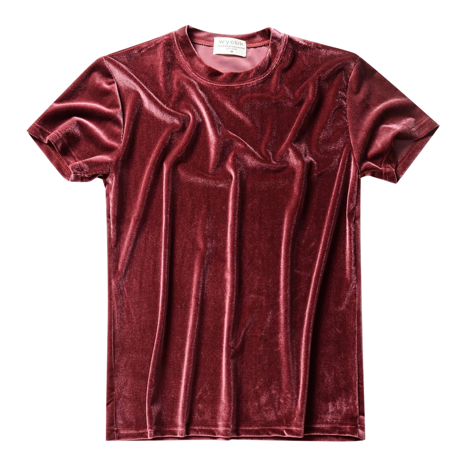 【MODERNIF】Velvet printed short-sleeved T-shirt T Shirts Mens Velvet Velour Fashion Hop Slim Simple Short