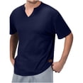 thumbnail image 1 of T-Shirts Shirts For Men Qiggri Men's Casual Solid Color Vertical Texture Short Sleeved V-neck Shirt Mens Shirts Casual Stylish, 1 of 5