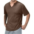 thumbnail image 1 of T-Shirts Shirts For Men Qiggri Men's Casual Solid Color Vertical Texture Short Sleeved V-neck Shirt Mens Shirts Casual Stylish, 1 of 5