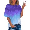 thumbnail image 1 of T-Shirts Shirts For Women Sevevn Women's Fashion Printed T-Shirt Short Sleeves Blouse Round Neck Casual Tops, 1 of 7