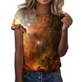 thumbnail image 1 of T-Shirts For Women 3D Galaxy Print T Shirts Glitter Shirts Blouse Fashionable Starry Summer Shirts Round Neck Short Sleeve Tops For Carnival Costumes Womens Tops, 1 of 6
