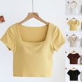 thumbnail image 1 of T Shirts for Women Clearance $5 Plus Size, Xunlbb Fashion Women's Summer Casual Solid Color Short Sleeve Round-Neck Blouses Shirts ,T-shirt Tunic Tops Coffee, 1 of 8