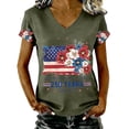 thumbnail image 1 of T Shirts for Women Gsakboxl Women V Neck Patriotic T-Shirt, 4th Of July USA 250th Anniversary American Flag Floral Graphic Print Short Sleeve Casual Holiday Tops Womens Blouses XL, 1 of 8