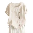 thumbnail image 1 of T-Shirts for Women Womens Summer Tops Loose Fit Women's Solid Color Round Neck Raglan Sleeve Hem Slit Loose Short Sleeve Button Decoration Casual Tops T Shirt, 1 of 3