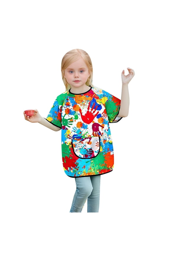 T Shirts for Boys Art Smock Sleeve Painting Apron Craft Protective Coverall Pocket Tops Trendy