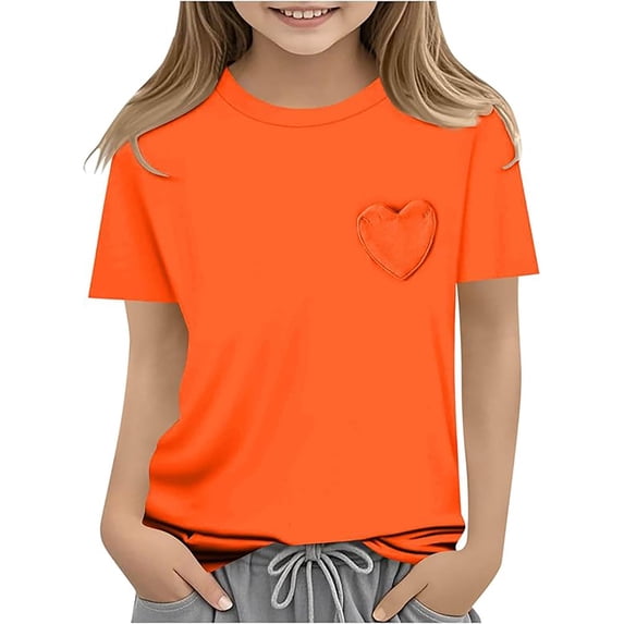 T Shirts for Boys Girls Short Sleeve T Shirts Loose Soft Orange Boys Tee Shirts Girl Shirts 6-7 Years