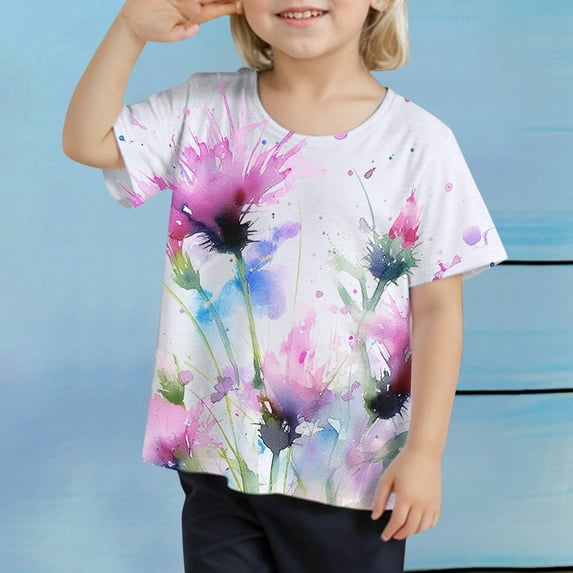 T Shirts for Boys Girls Short Sleeve T Shirts Loose Soft White Girl Summer Clothes Girls 10-11 Years Clothes