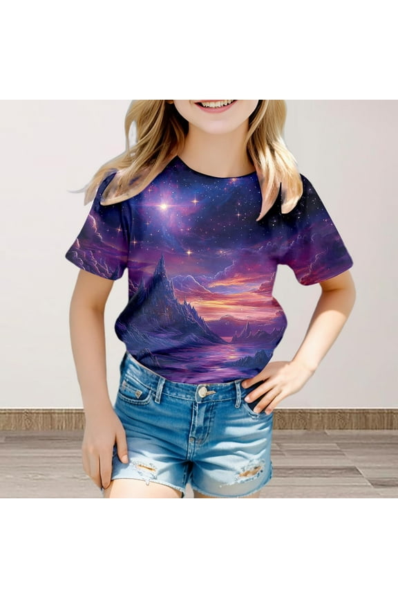 T Shirts for Boys Girls Short Sleeve Tops Crewneck 。 Baseball Tops Girls 。 Clothes Trendy
