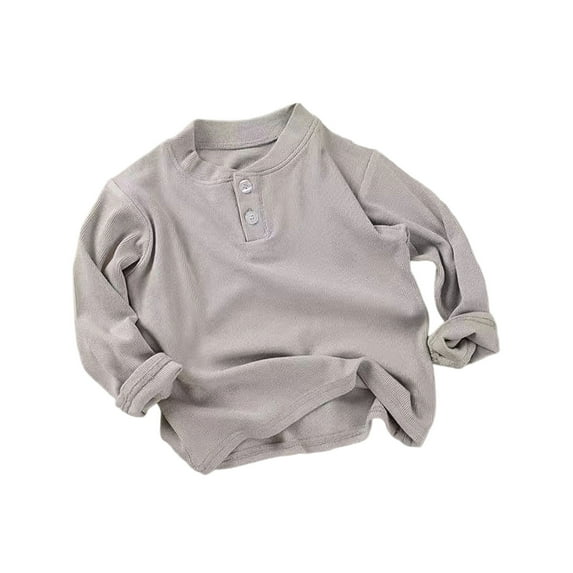 T Shirts for Boys Khaki Boys Long Sleeve Shirts Girls Crew Neck Basic Tees Fall Clothes Girl Tops Size 6-9 Months