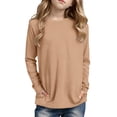 thumbnail image 1 of T Shirts for Boys Khaki Long Sleeve T-Shirts with Pockets Girls Basic Crewneck Tops Fall Tops Boy T-Shirts Size 9-10 Years, 1 of 5