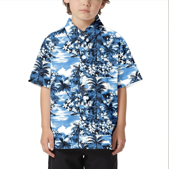 T Shirts for Boys Kids Beach Leisure Collar Button Open Shirt Short Sleeve Summer Shirt for Boys