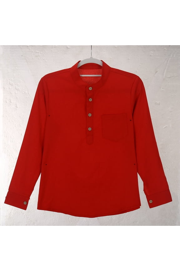 T-Shirts for Boys Linen Button Up Long Sleeve Dress Lightweight With One Pocket Clothes