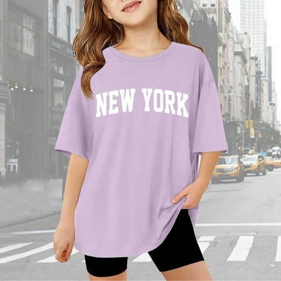 T-Shirts for Boys New York Letter Printed Short Sleeve Loose Casual Summer Shirt Graphic Tshirt for Boys 3-4 Years