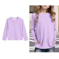 thumbnail image 1 of T Shirts for Boys Purple Long Sleeve Tshirt with Pocket Girls Crewneck Tees Fall Tops Girl T-Shirts Size 4-5 Years, 1 of 5