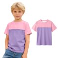 thumbnail image 1 of T Shirts for Boys Short Sleeve Crew Neck Color Block Basic Tees Summer Tops Size 8-9 Years Boys Clothes, 1 of 5
