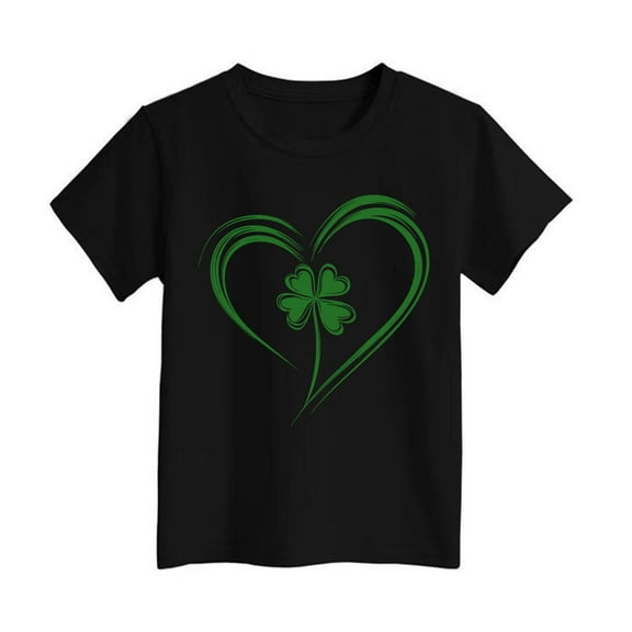 T Shirts for Boys Shortsleeve St. Patrick's Day Cute Graphics Boat Neck Kids Tee 4-5 Years,Black