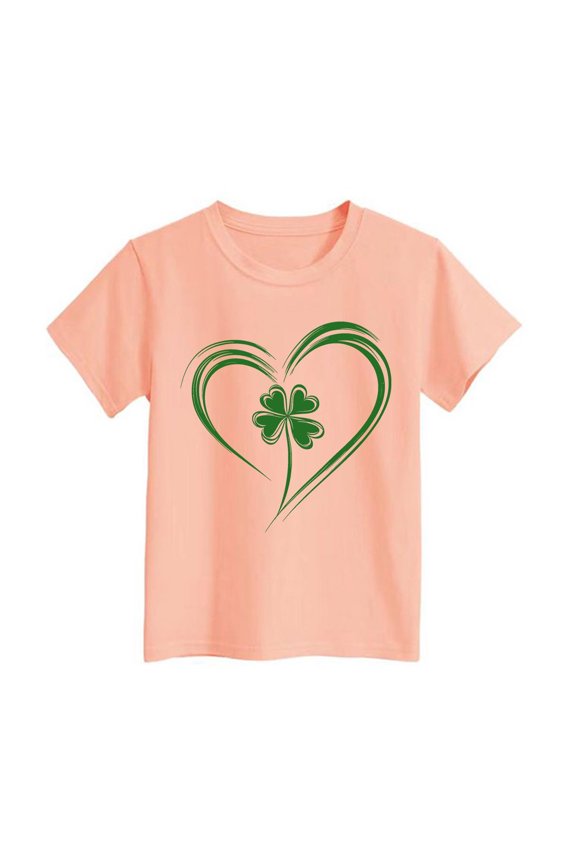 T Shirts for Boys Shortsleeve St. Patrick's Day Cute Graphics Boat Neck Kids Tee 4-5 Years,Orange