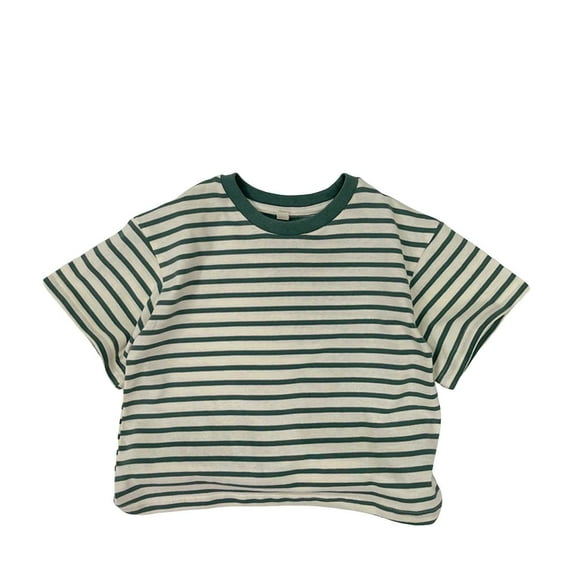 T-Shirts for Boys Striped Crewneck Short Sleeve Casual Summer Shirts Boys Shirts for Toddler Girls 12-18 Months