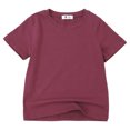thumbnail image 1 of shoper Toddler Tshirts Girls 4t Round Neck Solid Color Short Sleeve Cotton Fashion Funny Tees T-Shirts Toddler To Big Kid Sizes Brick Red 150, 1 of 4