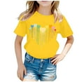 thumbnail image 1 of Aihuaihua T Shirts for Girls 12 Cartoon Print Short Sleeve T Shirts Everyday Round Neck Funny Tees Girls Summer Tops T-Shirts 2-4 Years（Yellow）, 1 of 3