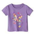 thumbnail image 1 of T-Shirts for Girls 14-16 Cartoon Print Girls' Short-Sleeve Shirts and Tops Round Neck Comfy Pullover Tops Baby Girl Summer Clothes 2-3 Years,Purple, 1 of 4