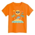 thumbnail image 1 of T Shirts for Girls 7-8 Round Neck Short Sleeve T Shirts Fashion Casual Cartoon Print Vacation Tops Tee for Toddler & Kids Orange,150, 1 of 4