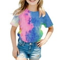 thumbnail image 1 of T Shirts for Girls 7-8 Tie Dye Print Short Sleeve T Shirt Round Neck Loose Sports T-Shirt T Shirt for Boys and Girls Blue,130, 1 of 4