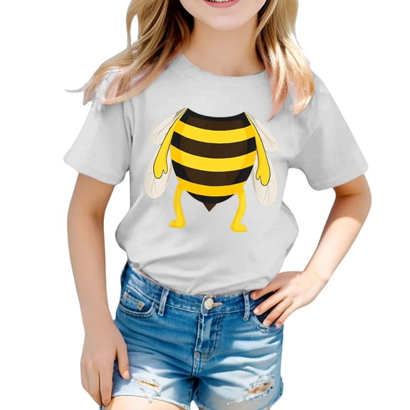 T Shirts for Girls Crew Neck Short Sleeve T Shirts Funny Cute Cartoon Print Sports T-Shirt T-Shirts Infant To Big Kid 8-9 Years