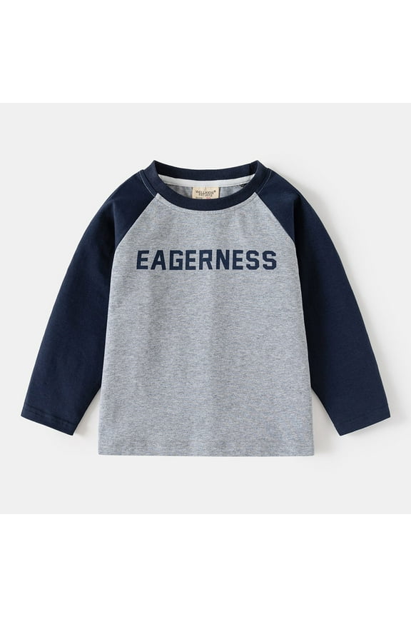 T Shirts for Girls Navy Long Sleeve Shirt Boys Crew Neck Tees Fall Tops Clothes for 4-5 Years Old Girls