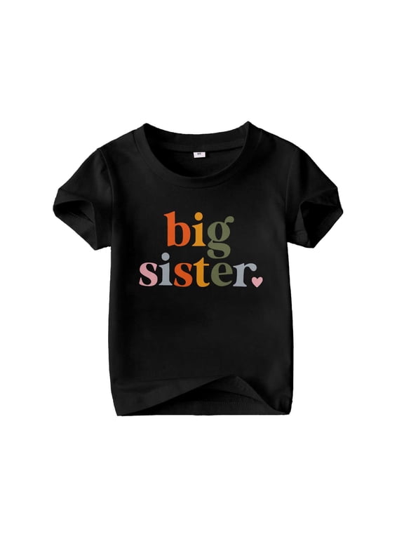 T Shirts for Girls Shirts Summer Short Sleeve Big Sistertæ¤ Cute Sailor Collar Shirt 1 13 Years Girls Hawaiian Shirt Clothes