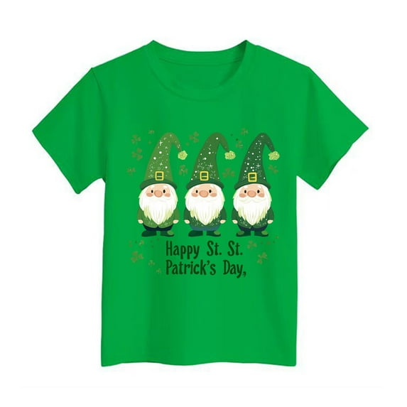 T Shirts for Girls St. Patrick's Day Printed Loose Short Sleeve T Shirt Top Crew Neck Pullover Tops T-Shirt Boys & Girls Shirts Green,4-5 Years