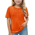 thumbnail image 1 of T-Shirts for Girls Summer Short Sleeve Fashion Pleated Tops Tees for Kids 3-14 Years, 1 of 4